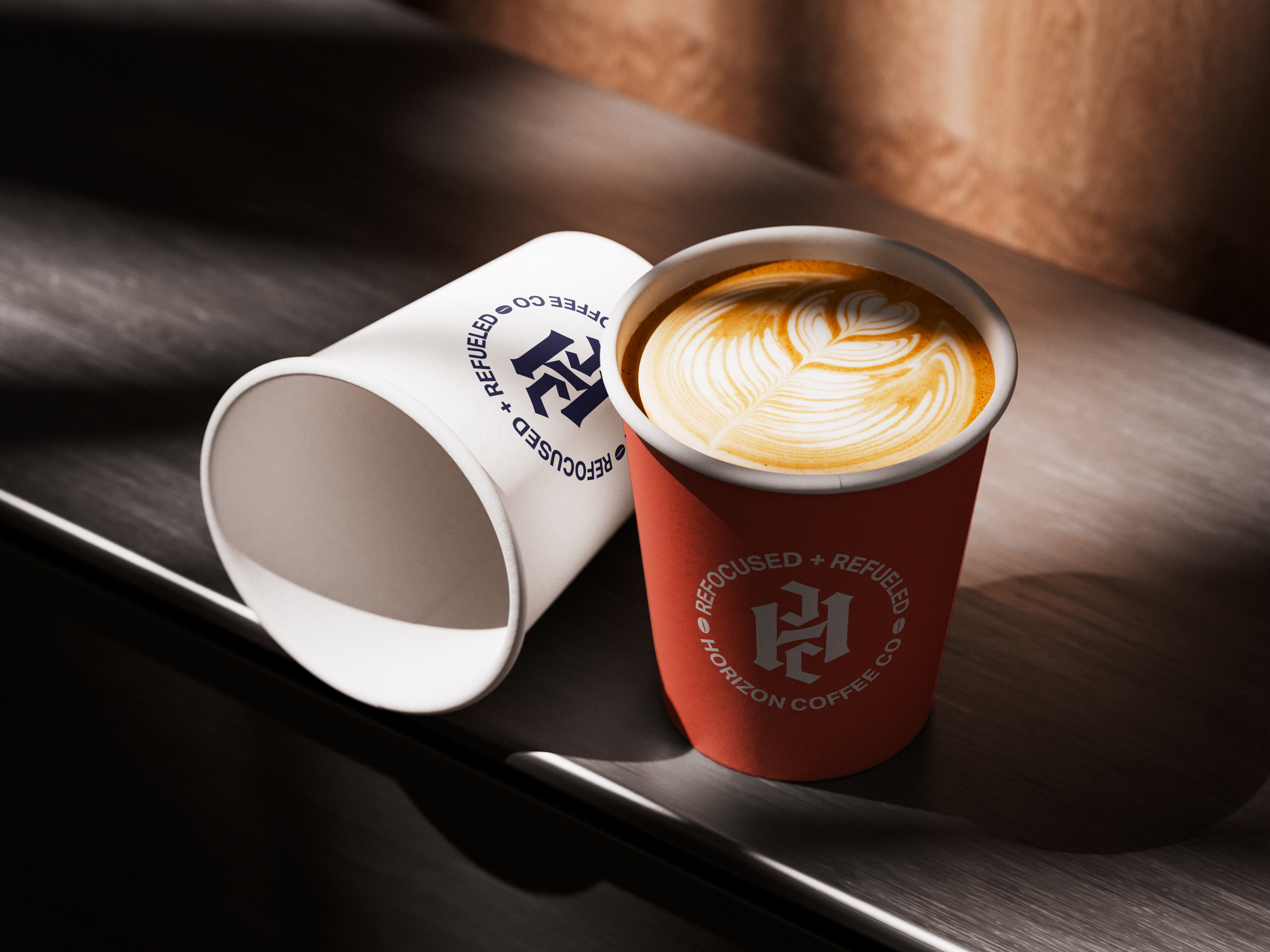 Horizon Coffee Co cup arrangement